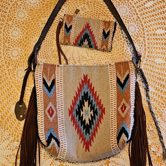 Espuela Design Co. Bohemian Patterned Shoulder Bag with Fringe - Picture 1 of 16